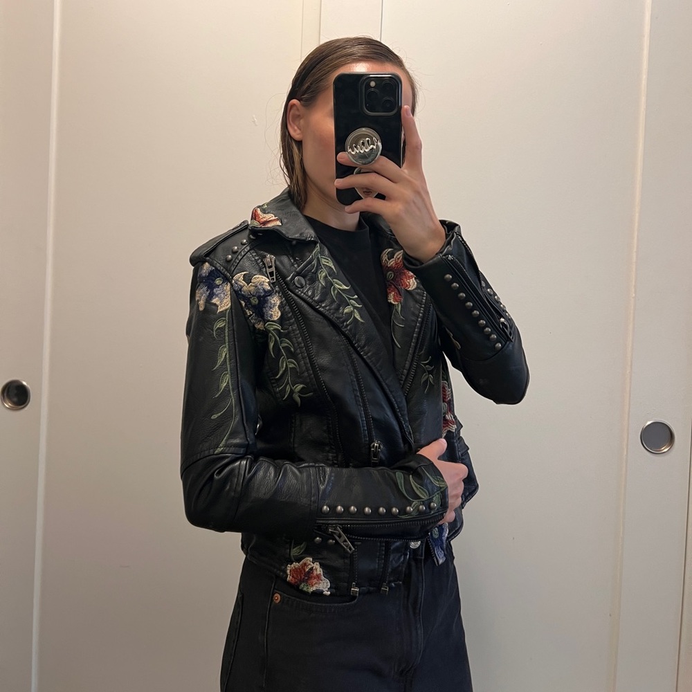 UrbanOutfitters Rose Leather Jacket